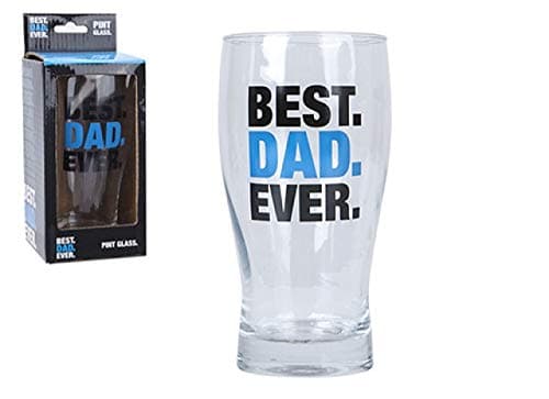 Unique Clear Printed Dad Pint Glass - 8 x 16cm (1 Pc.) - High-Quality - Ideal Present for Dad's Birthday