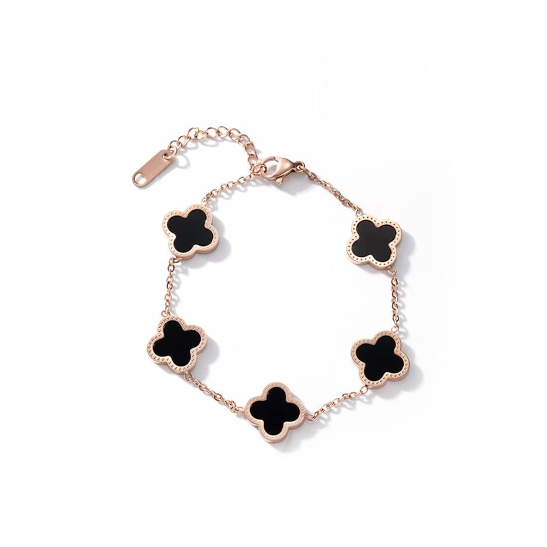 Lucky Leaf Bracelet, Women's Titanium Steel Bracelet, Simple Design Style, Exquisite Titanium Steel Jewelry, Lucky Symbol, Jewelry Gift for Girls and Women (Black)