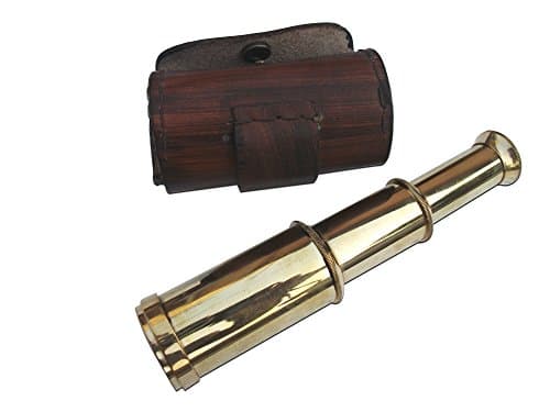 Nautical Hub Marine Brass Telescope With Leather Case Engraved Telescope Nautical Spyglass