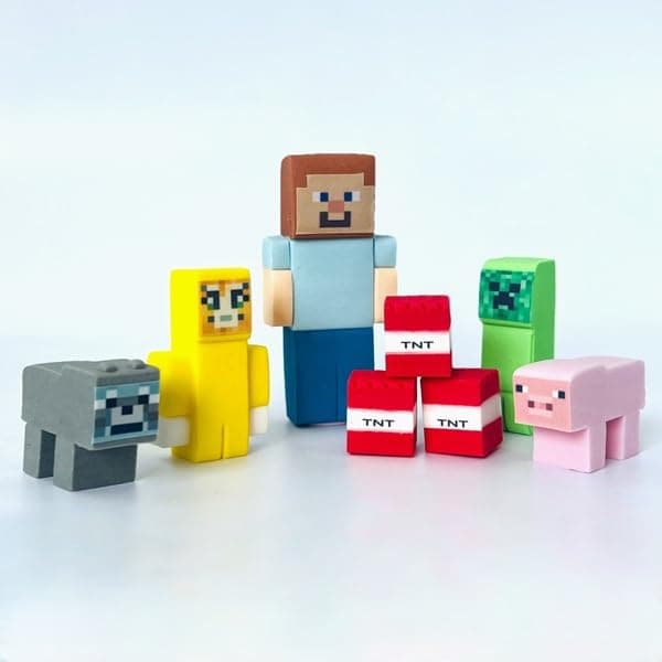 Edible Birthday Cake Toppers Set - Kids Handmade Icing Fondant Video Game Characters Figures - Party Gifts Cupcake Decoration Supplies Comes with an Logo - 8 Pcs