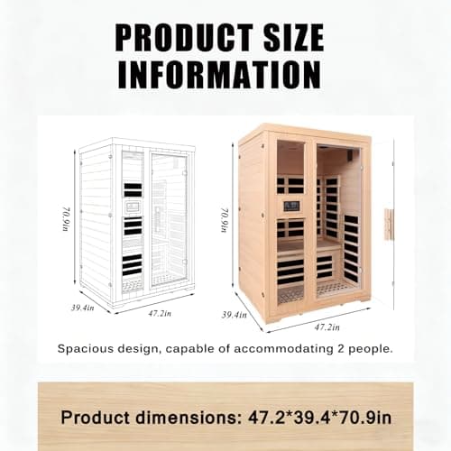 2 Person Far Infrared Home Indoor Sauna, Hemlock Wooden Dry Sauna Set,1750W Personal Sauna Room Home Workout Use Truck Delivery