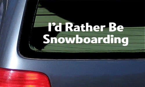 I'd Rather Be Snowboarding White Vinyl Sticker