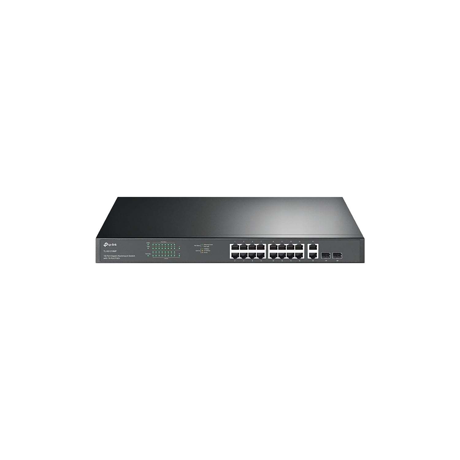 TP-Link TL-SG1218MP 16 Port Gigabit PoE Switch 16 PoE+ Ports @250W, w/ 2 Uplink Gigabit Ports + 2 Combo SFP Slots Plug & Play Sturdy Metal Rack-mountable