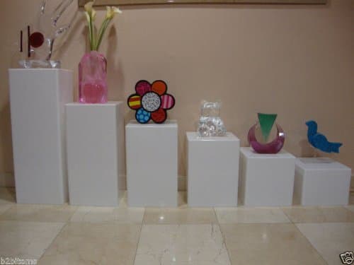 Acrylic Lucite Display Cube Pedestal Art Sculpture Stan (12" x 12" x 24", White)