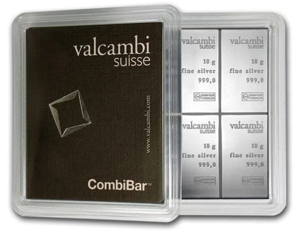 10x10gram Combibar, 999 Solid Silver from Switzerland
