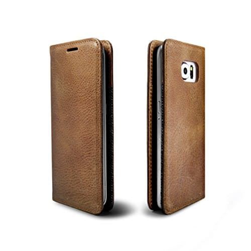 Samsung Galaxy S7 Leather Case, ETSHAIM Premium Genuine Vintage Cowhide Leather Wallet Case, Liberta for Samsung Galaxy S7 / Vintage Tan