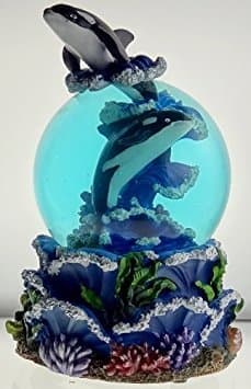 Sculptured Killer Orca Whale Snow Globe - Water Ball Musical 7 3/4" High, Tune : Over The Waves