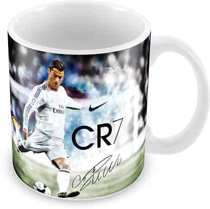 Cristian Ronaldo Cr7 Printed Ceramic Tea and Coffee Mug (White) (Sp11 07), 350 ML