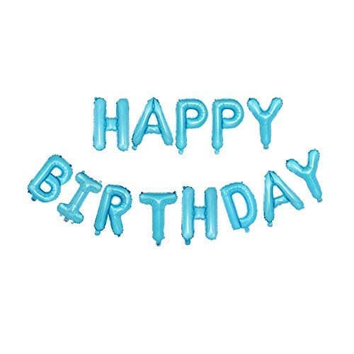 eZoneUK Partyware 16 Inch Plain Blue Happy Birthday Self Inflating Balloon Banner Bunting Party Foil Balloon Letters (Plain Blue)