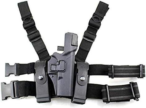 Tactical Leg Holster Right Hand Paddle Thigh Belt Level 3 Lock Duty Pistol Gun Holster w/Magazine Torch Pouch for Glock 17 19 22 23 31(2 Colors Optional)