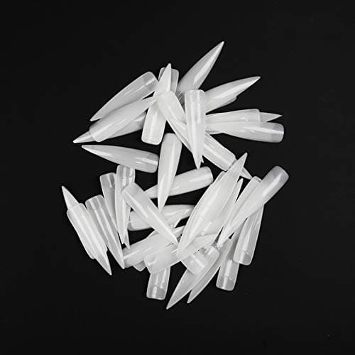SIUSIO 500 Pcs Clear Stiletto Acrylic Style Large Half Cover Fake Nails Art Set for Nail Salon or Home(Natural)