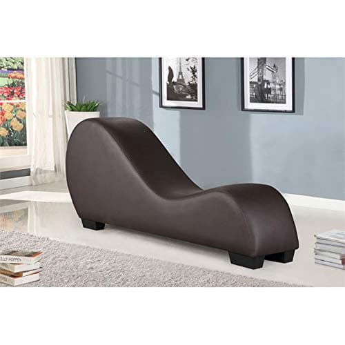 Kingway Furniture Faux Leather Deluxe Curved Relaxing Yoga Chaise in Brown