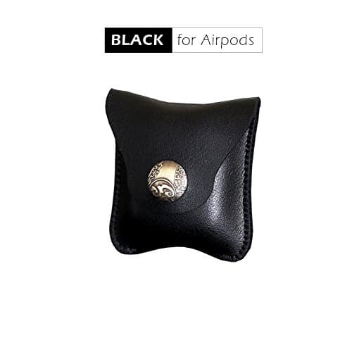 AirPods Case, Leather Cover for Apple Wireless Earphone AirPods Pouch with Charging Port Airpod ,Black