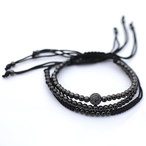 SAVOIR London (Luxury Gift Boxed) 3PCS Rhodium Plated Base Bracelet Set - Gift for Men