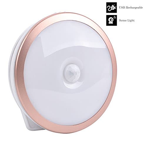 Thosdt Motion Sensor Light,Cordless USB Rechargeable Night Light Magnetic Stick-Anywhere Indoors, Auto On/Off Wall Light for Step, Closet, Hallway, Stairs(Gold)