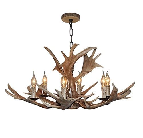 Vintage Style Resin Deer Horn Antler Chandelier,6Lights(Bulbs Not Included)