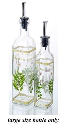 Herbs Design Italian Glass Oil / Vinegar Bottle With Pourer Lid