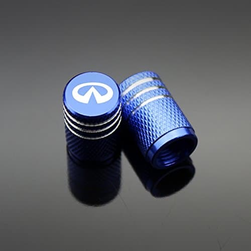 QINGTECH Valve Stem Caps,Infiniti Accessories Tire Valve Caps for Car,Motorbike,Trucks,Bike and Bicycle Aluminum 4pcs (Blue)