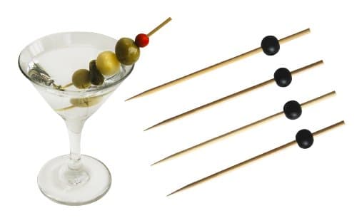 Pack of 100 Decorative Color Beaded Ball Bamboo Picks (BLACK)