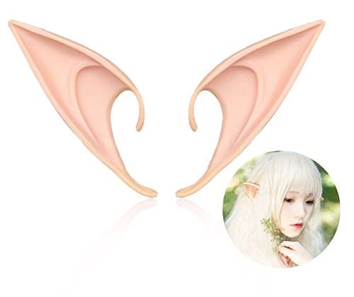 HUHUBA Elf Ear Costume Halloween Party Props, Soft Pointed Ears of Fairy Pixie for Anime Cosplay,(Orange ,Size?XL )