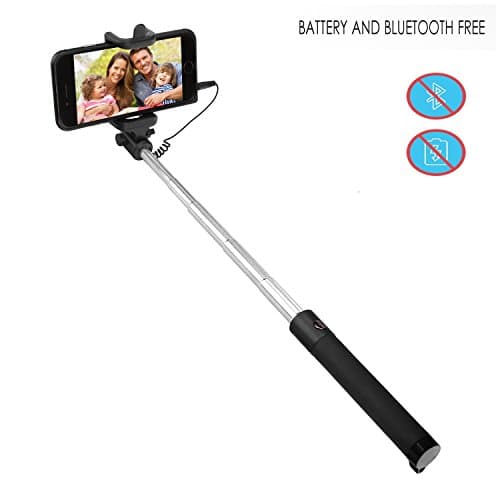NEWELL Self-portrait Monopod Extendable Adjustable Selfie Stick 3.5mm Cable Control Battery Free Built-in Remote Shutter for iPhone 6/6s, 6 plus/6s plus, Samsung Galaxy, LG, Android (Black)