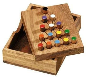 Winshare Puzzles and Games Last Fighter Jump Peg Puzzle Game Wooden Solitaire Brain Teaser