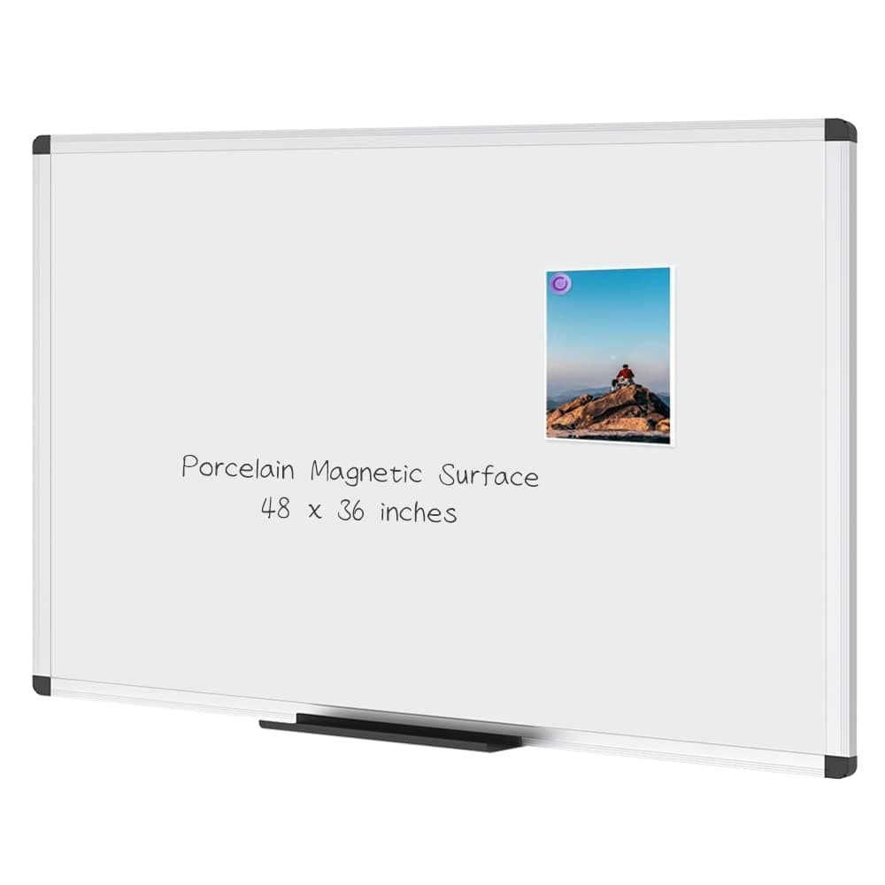 VIZ-PRO Porcelain Magnetic Dry-erase Whiteboard, 48 X 36 Inches, Silver Aluminiuim Frame