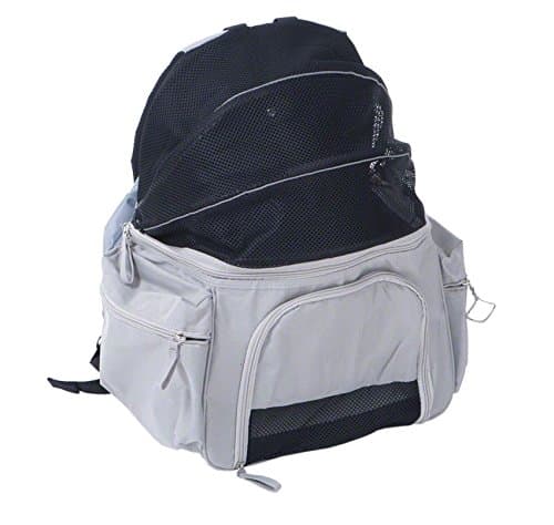 Functional Backpack Pet Carrier in Grey - with A Pop-Up Mesh Roof, Rain Cover and Accessory Pockets - Suitable for Cats and Small Dogs