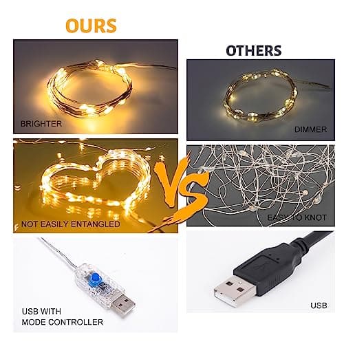 Fairy Lights 66 ft 200 LED USB Twinkle String Lights Plug in Silver Wire Lights with Remote and Timer 8 Modes Waterproof Starry Lights DIY Party Wedding(Warm White) (Siuholi-1)