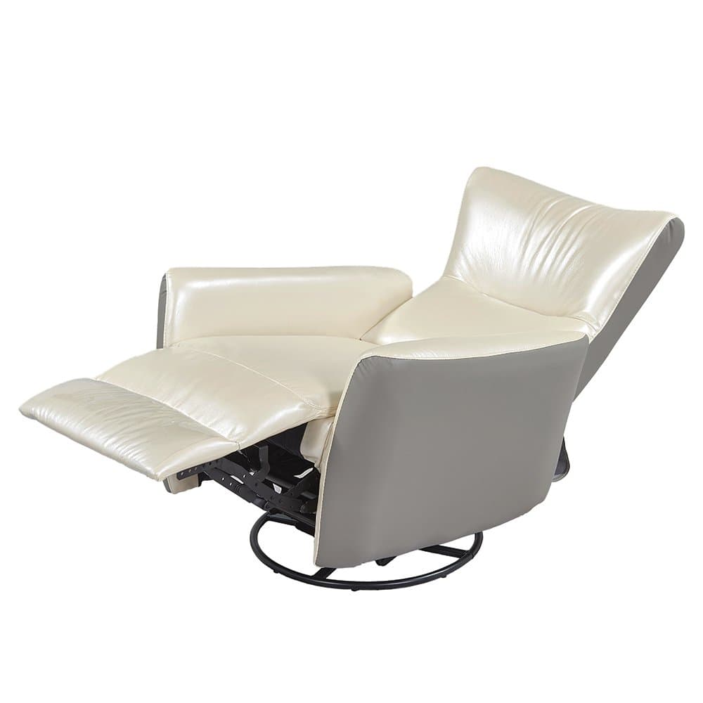 REMSOFT Swivel Nursery Rocker Glider Recliner Rocking Chair Beige Leather Sofa Seat Home Theater(Beige)