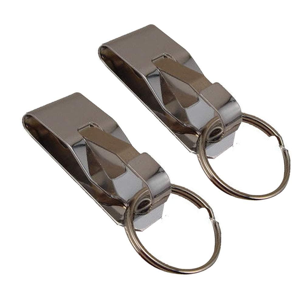 Deezio Secure Key Ring Belt Key Clip-On Key Holder, Spring Stainless Steel (Pack of 2)