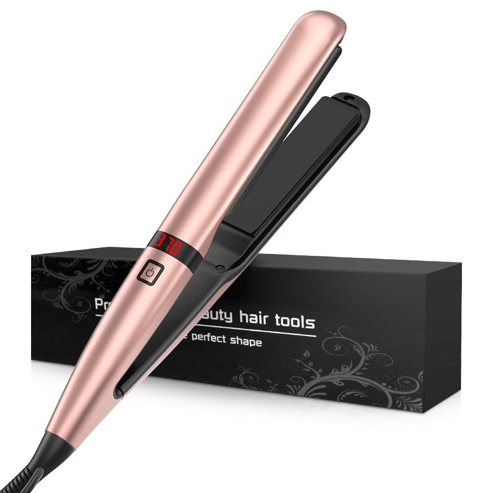 Hair Straighteners, Ceramic Flat Iron and LCD Digital Display, Instant Heat with Adjustable Temperature Straightener Iron Suitable for All Hair Types (Rose Gold)