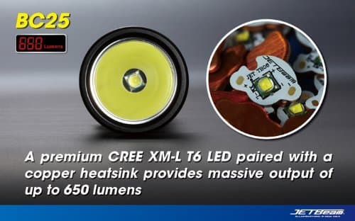 JETBeam BC25 Cree XM-L LED Flashlight - 650 Lumens