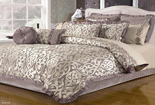 Micasa Collections Luxury Lightweight 6 Piece Comforter Set | Durable Design Ultra-Soft Damask Pattern | All Season Reversible Comforter Set (Queen)
