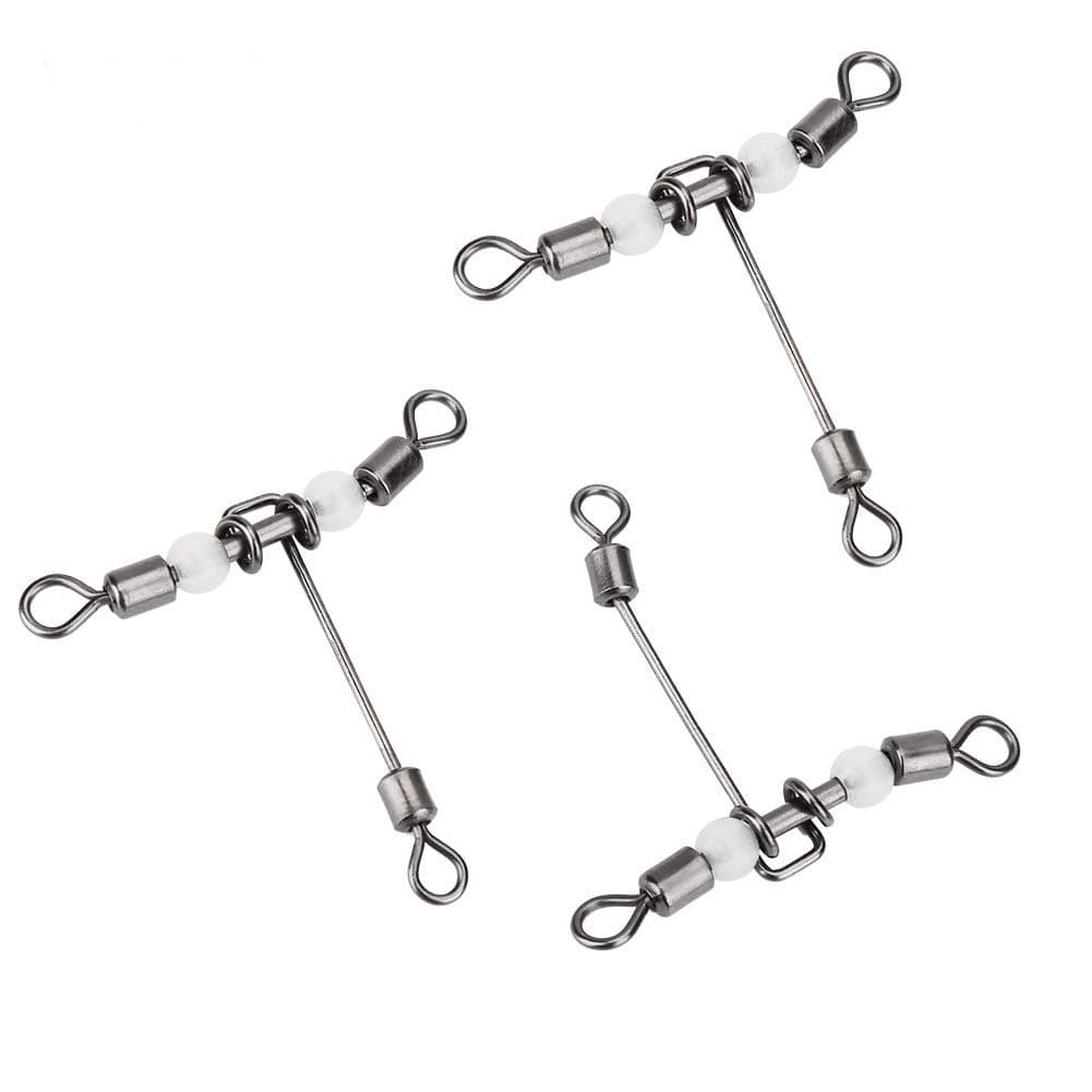 10Pcs/Set T Shape Fishing Swivels, C-Ross line Crane Swivels, Crosses line Rolling Swivels Connector 3 Way Rolling Swivels Hook Connector Luminous Fishing Lure Line Connector Fishing Tackle