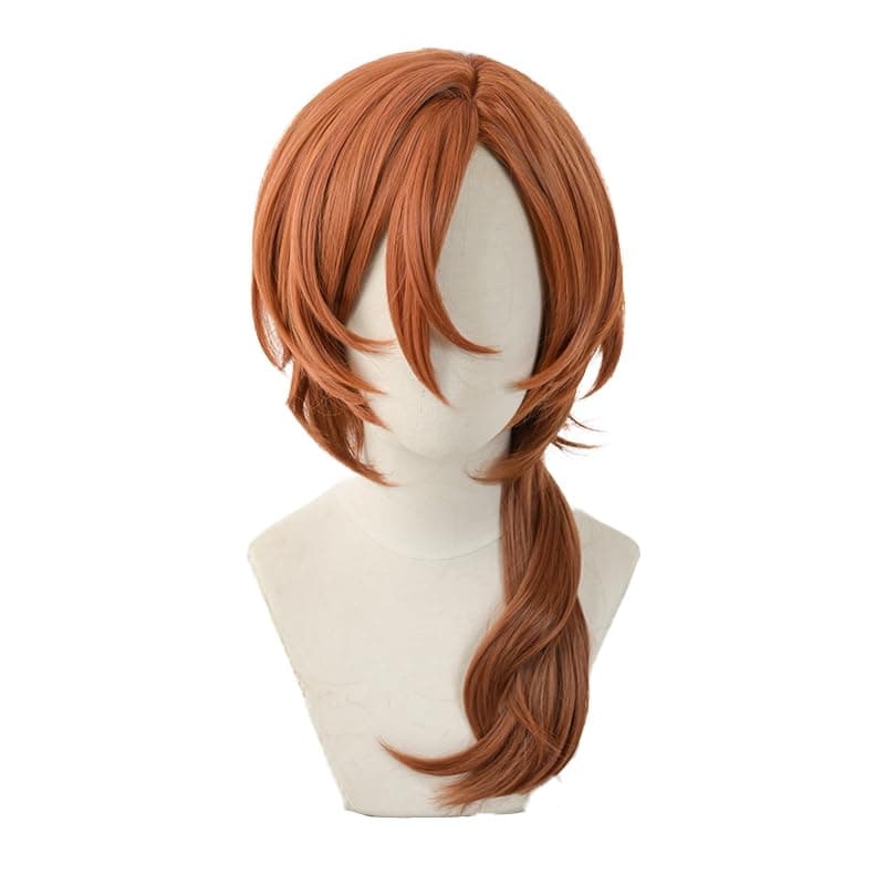 Curly High Temperature Fiber Men and Women for Male Party Halloween Dark Brown Short Cosplay Wigs Synthetic (Chuya Nakahara)