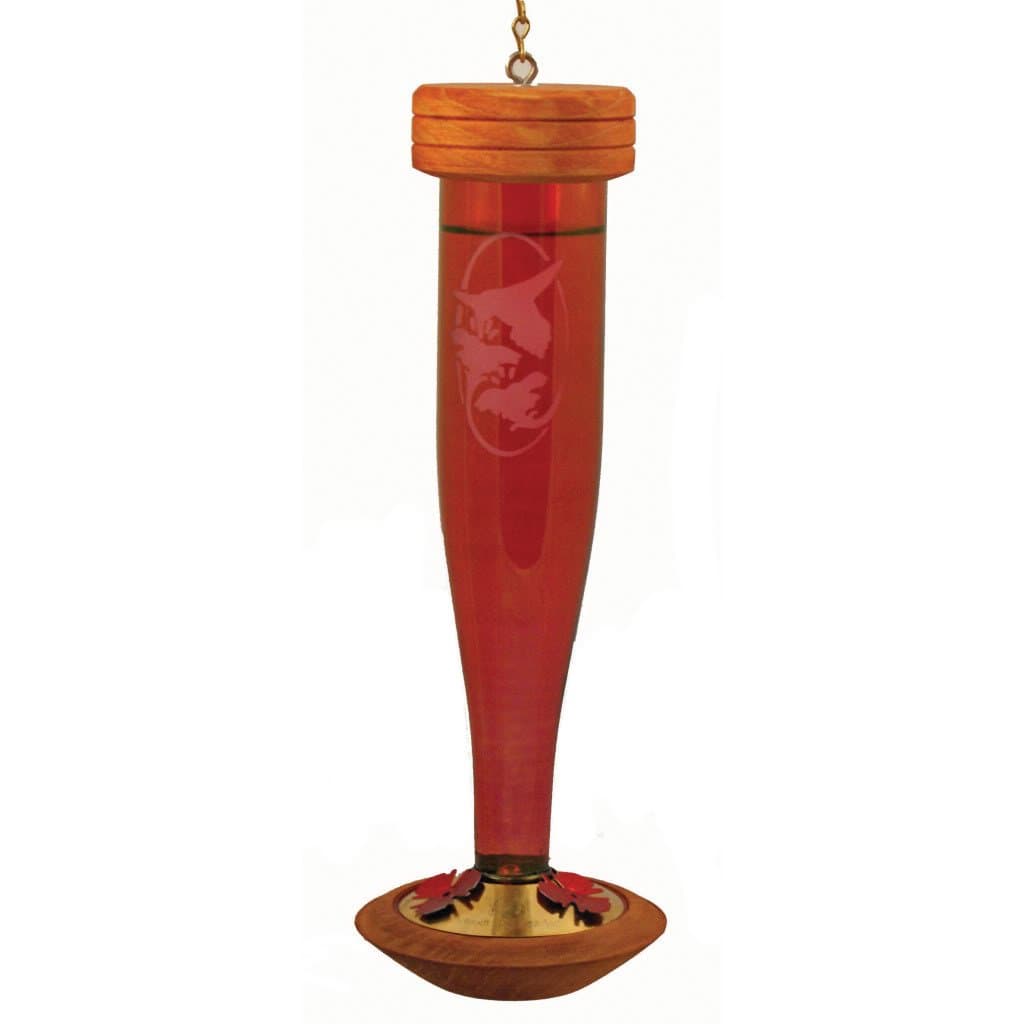 Schrodt Designs HBL-E-R Ruby Etched Hummingbird Feeder