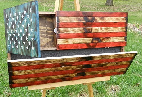 Rustic Wood American Flag Concealment Cabinet