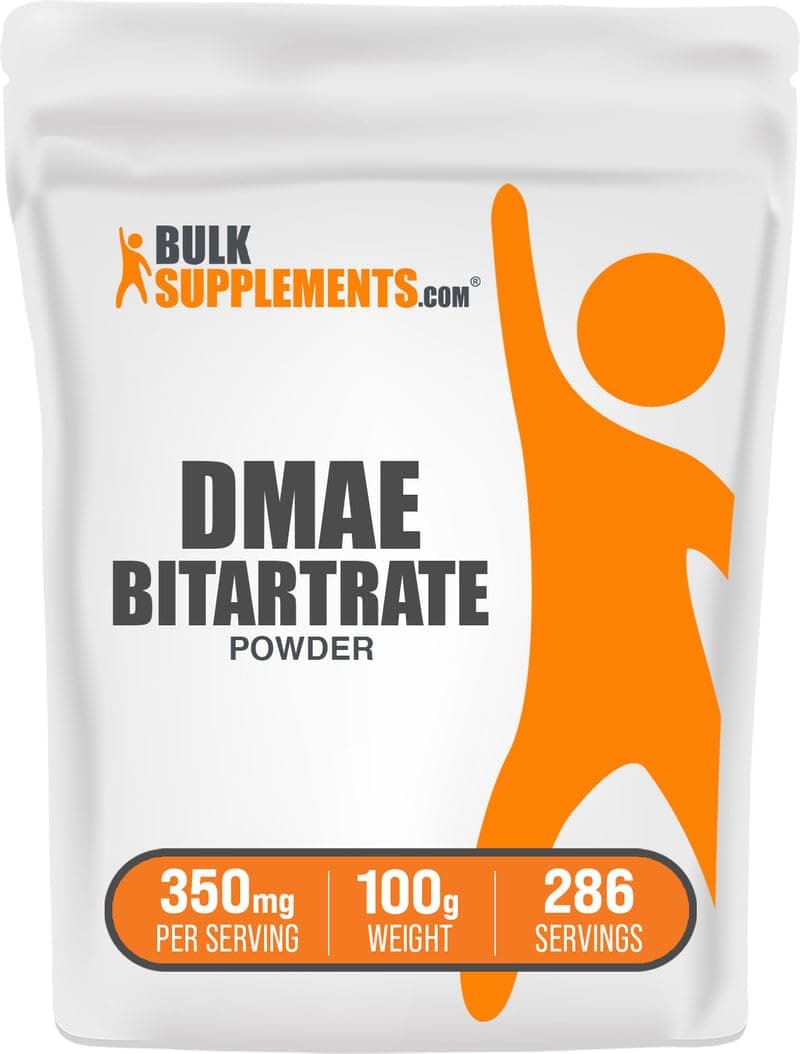 BULKSUPPLEMENTS.COM DMAE Bitartrate Powder - Dimethylaminoethanol, DMAE 350mg, DMAE Supplement, DMAE Powder - for Brain Health & Focus, Gluten Free, 350mg per Serving, 100g (3.5 oz)