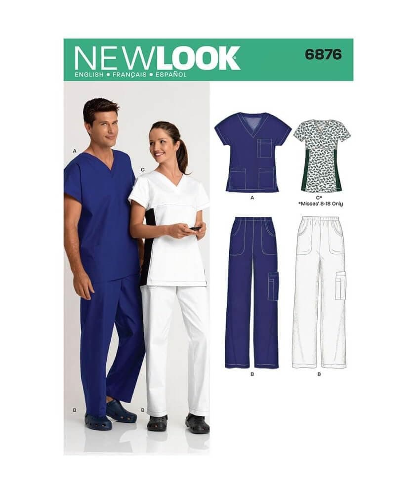 Sewing Pattern 6876 Miss/Men Scrubs, Size A