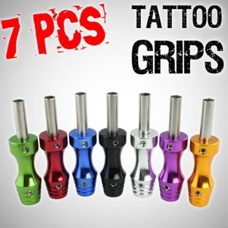 7pcs Lot Ultra Slim Aluminum Alloy Grip w/Stem for Tattoo Machine & Needles