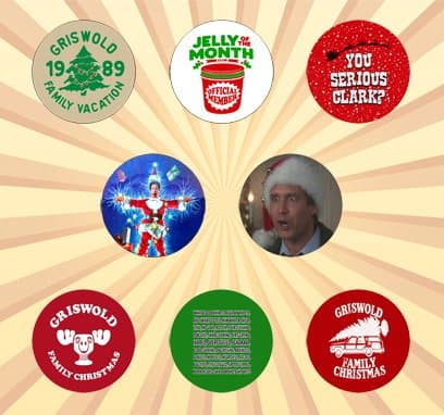 National Lampoon's Christmas Vacation Set of 8 - 1 Inch Pinback Buttons