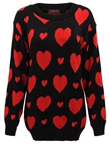 Envy Boutique Women's Hearts Print Knitted Jumper Sweater