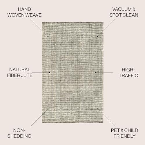 JONATHAN Y Pata Hand Woven Chunky Jute Gray Indoor Area Rug, 8x10, Bohemian, Rustic, Cottage, Easy-Cleaning for Living Room, Bedroom, Kitchen, Non-Shedding (NRF102C-8)