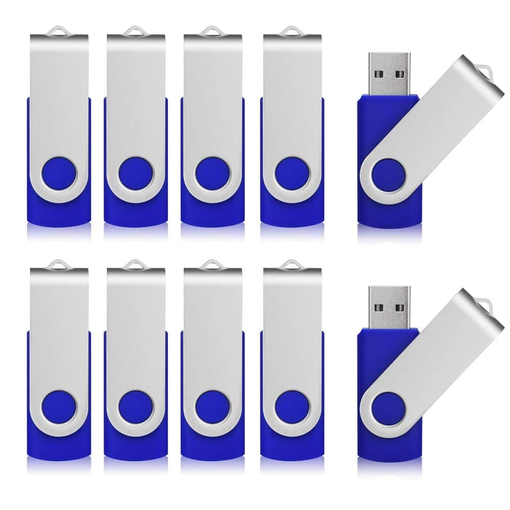 Aiibe 10 Pack 4GB Flash Drive USB Flash Drive Thumb Drives USB 2.0 Memory Stick Wholesale/Lot/Bulk (4GB, 10 Pack, Blue)