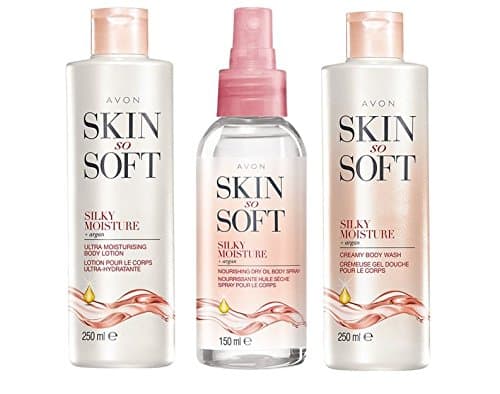 Avon Skin So Soft Silky Collection, All Full Size, Dry Oil, Body Lotion and Body Wash