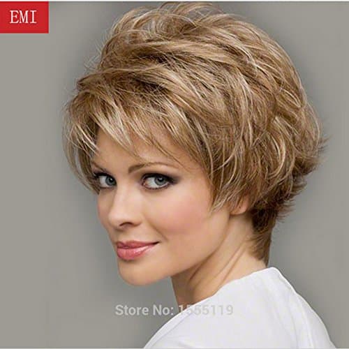 EHair MY5 Short Fluffy Human Hair Wigs For White Women multi-layered Curly Wigs Monofilament Top Blonde Wig (18/613)