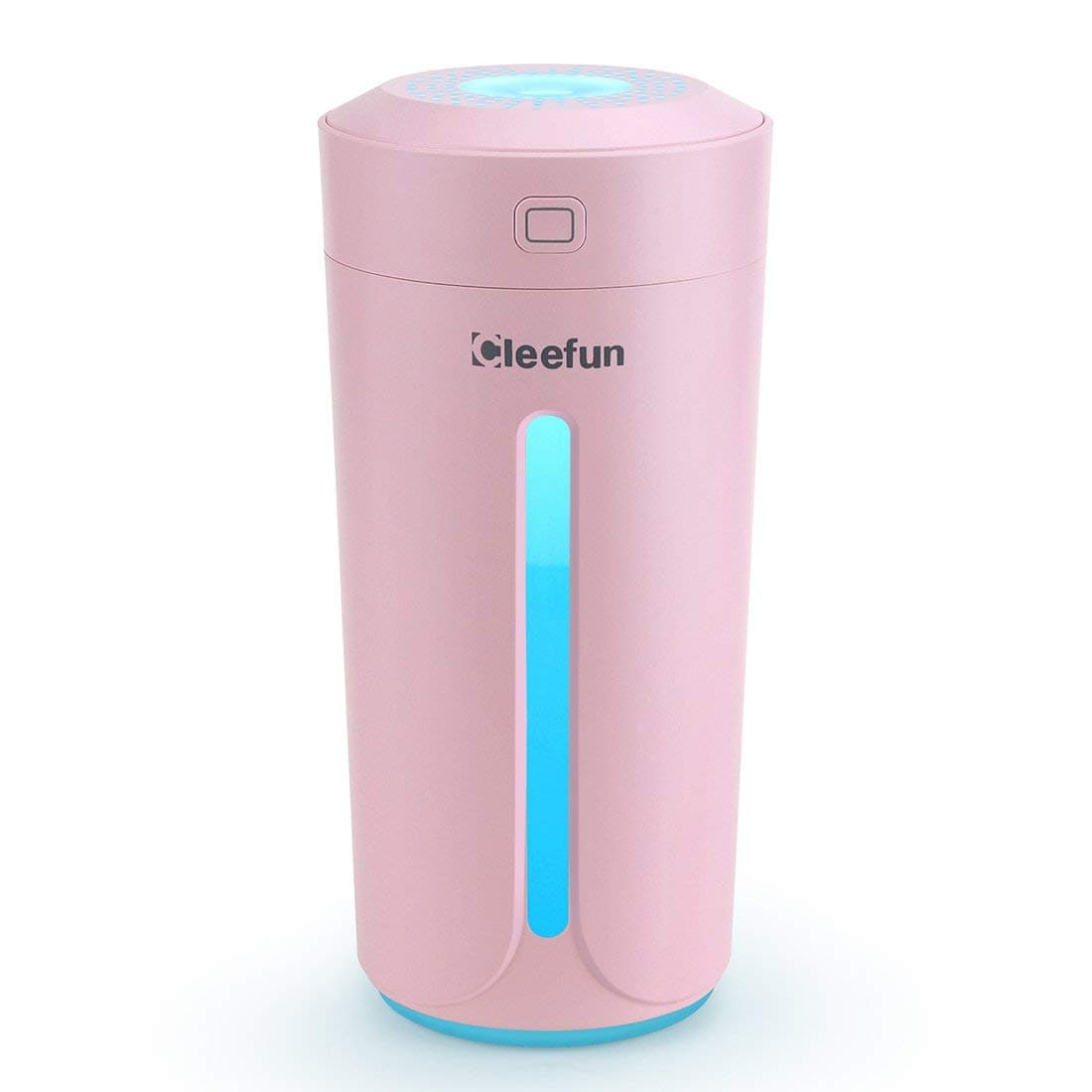 CLEEFUN Cool Mist Humidifier, Ultrasonic USB Portable Mini Quiet Air Humidifiers for Office Desk Car Travel Hotel Bedroom, 230ML Desktop Cup Humidifier with 7 Colors LED Night Lights(Pink)