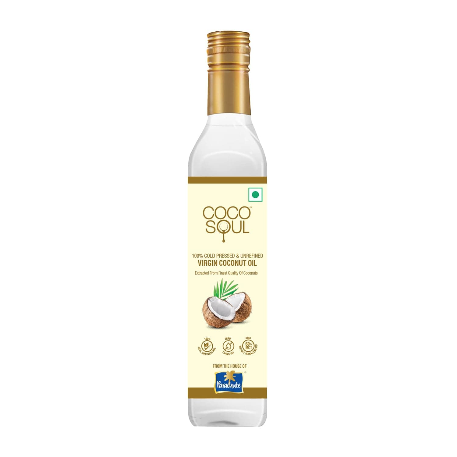 Coco Soul Cold Pressed Unrefined Virgin Coconut Oil | 60% MCT | Multipurpose Usage | Daily Cooking| Keto Friendly | Naturally Cholesterol Free | A1 grade real coconut | From Makers of Parachute 250 ml