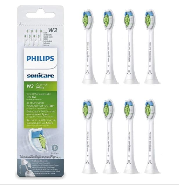 Philips Sonicare Optimal Whitening White BrushSync Heads (Compatible with All Philips Sonicare Handles), Pack of 8